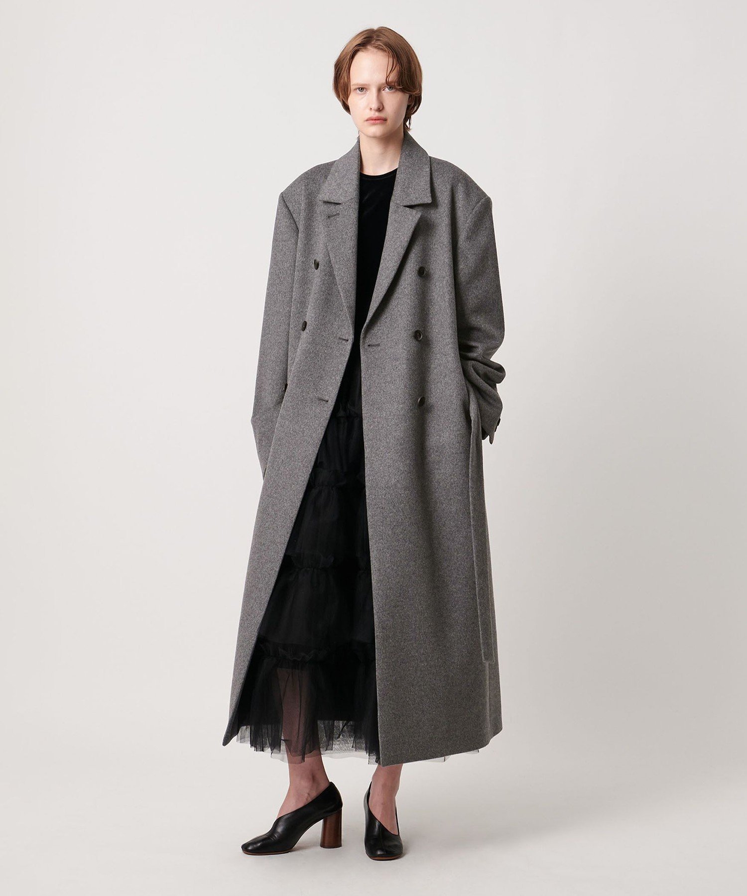 美品 ユナイテッド アローズ コート ウール × カシミア L グレー UNITED ARROWS｜<AEWEN MATOPH>ウールカシミヤ ソリッド6Bコート