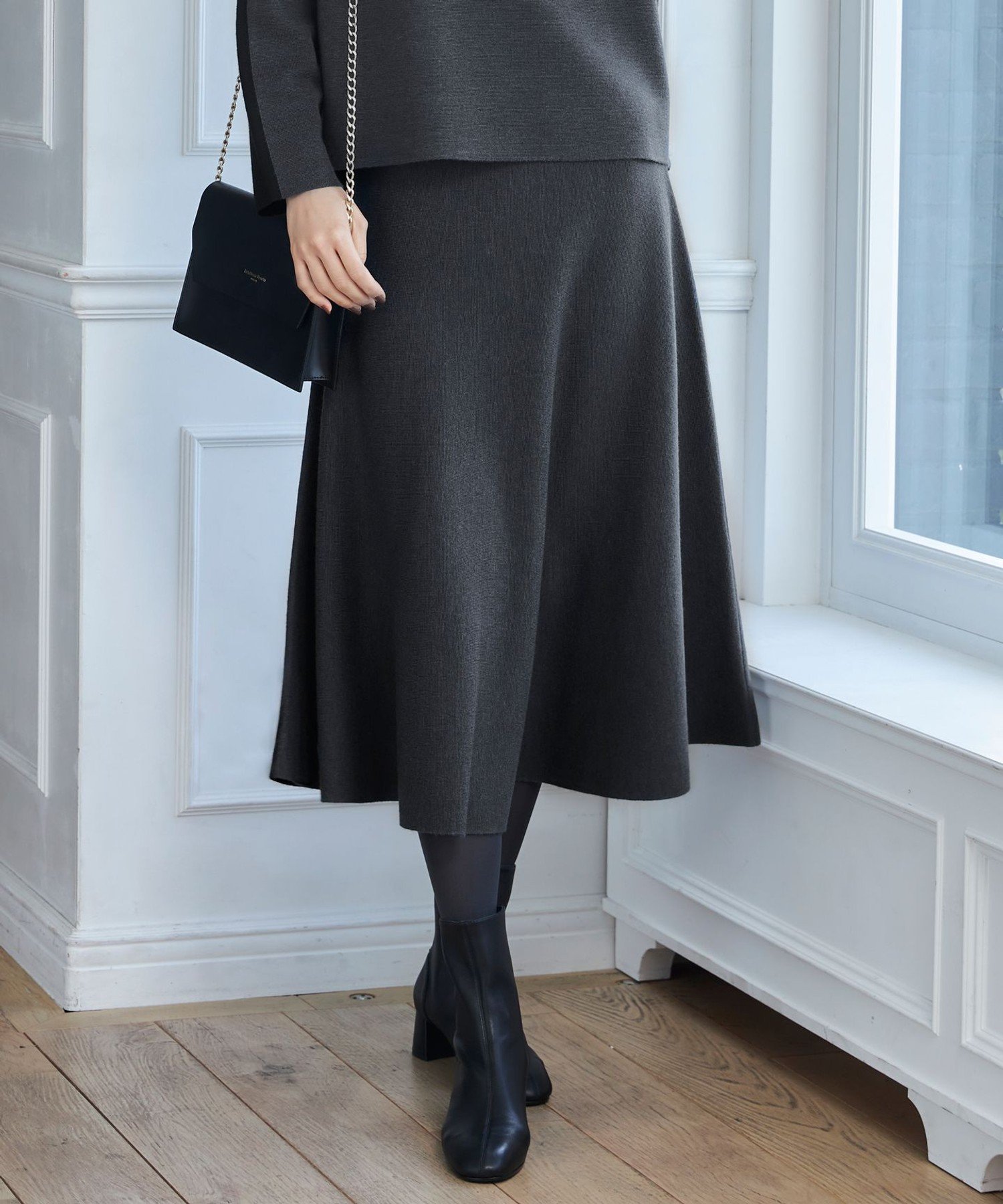 自由区｜【セットアップ対応・洗える】ウールミラノニット スカート