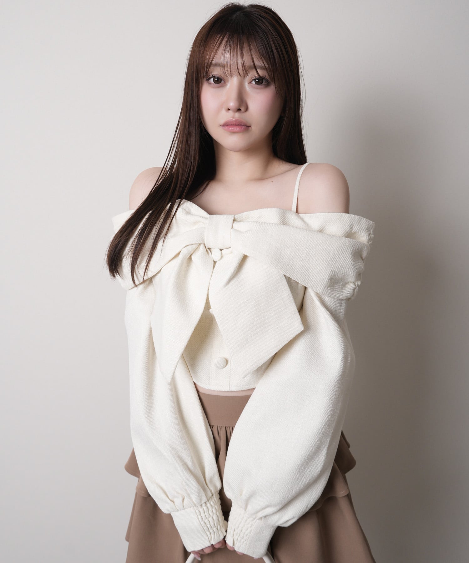 LIP SERVICE｜LIP SERVICE/(W)リボンオフショルロングスリーブトップス