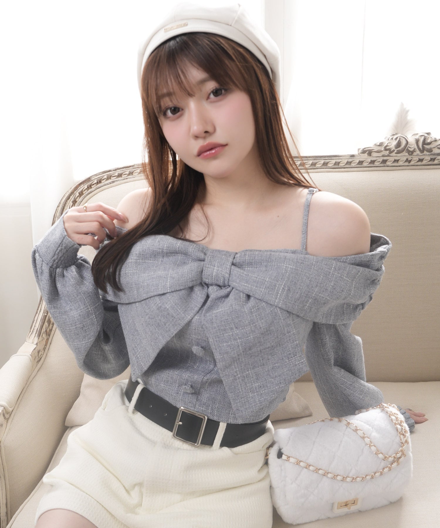 LIP SERVICE｜LIP SERVICE/(W)リボンオフショルロングスリーブトップス