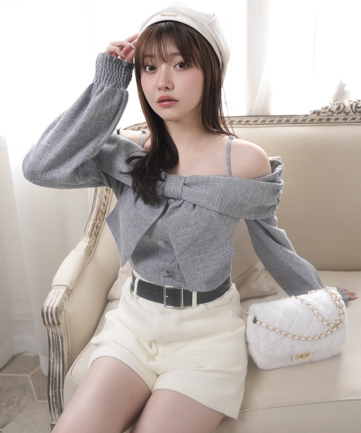 LIP SERVICE｜LIP SERVICE/(W)リボンオフショルロングスリーブトップス