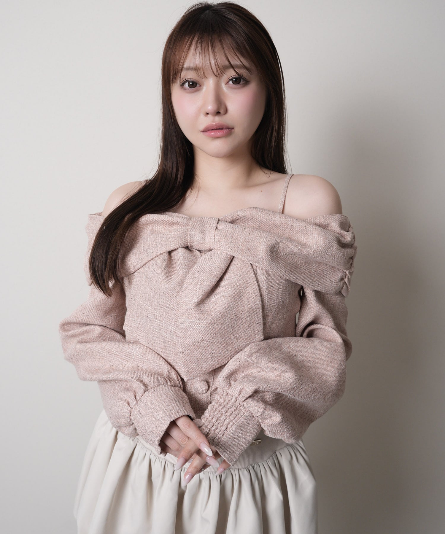 LIP SERVICE｜LIP SERVICE/(W)リボンオフショルロングスリーブトップス