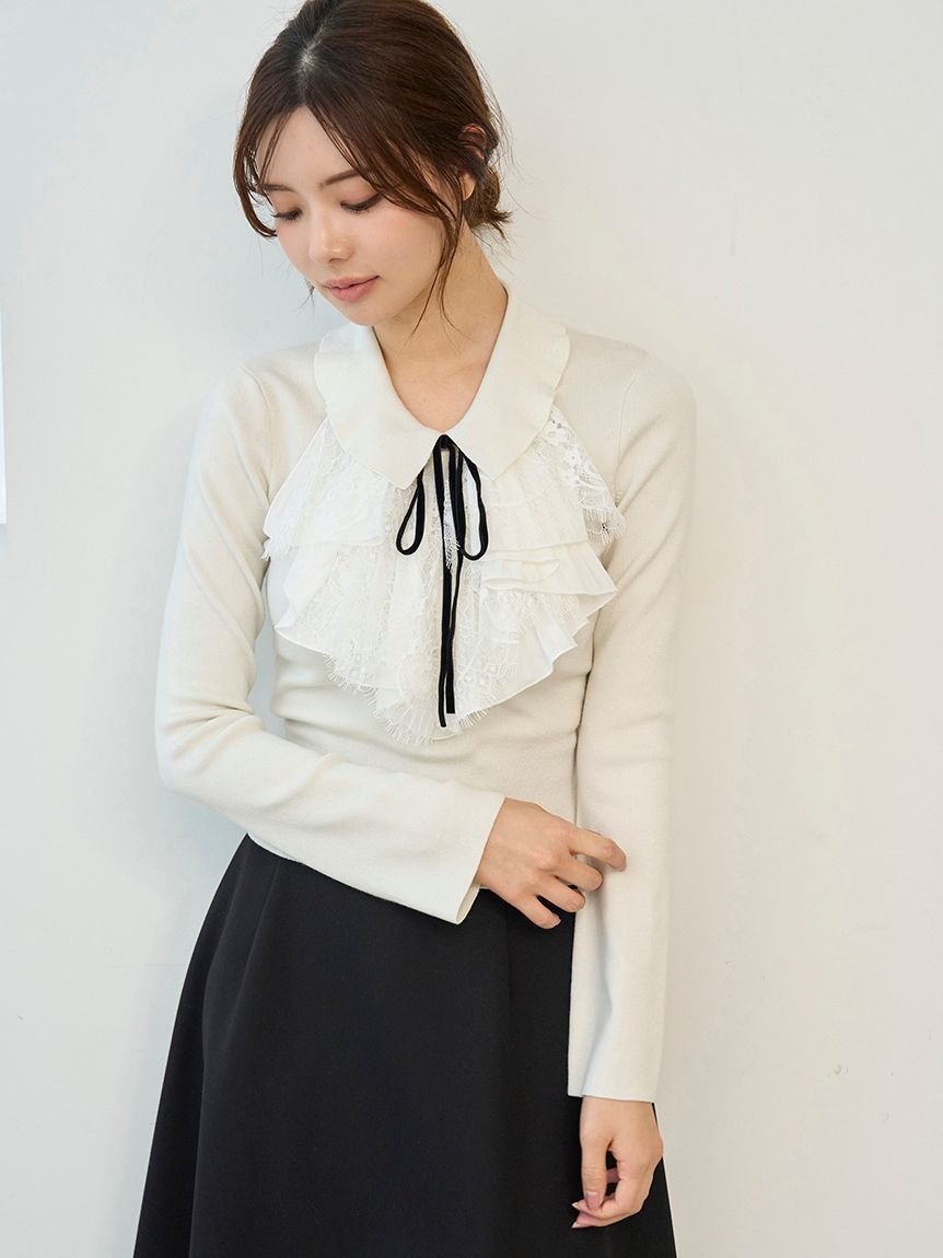 SNIDEL｜Sustainableレイヤードラッフルニットプルオーバー | Rakuten