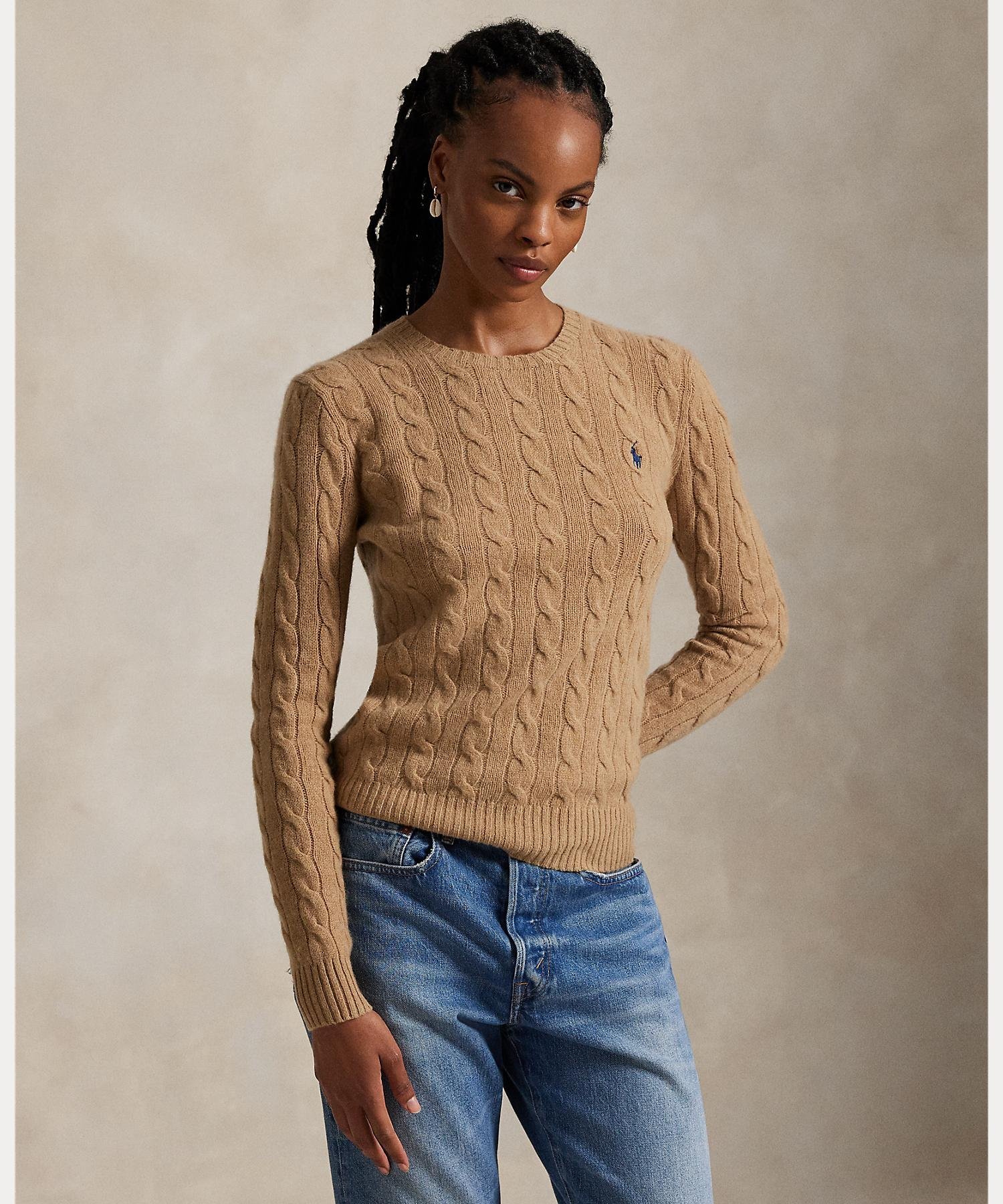 RALPH LAUREN｜ケーブル ウールカシミヤ クルーネック セーター