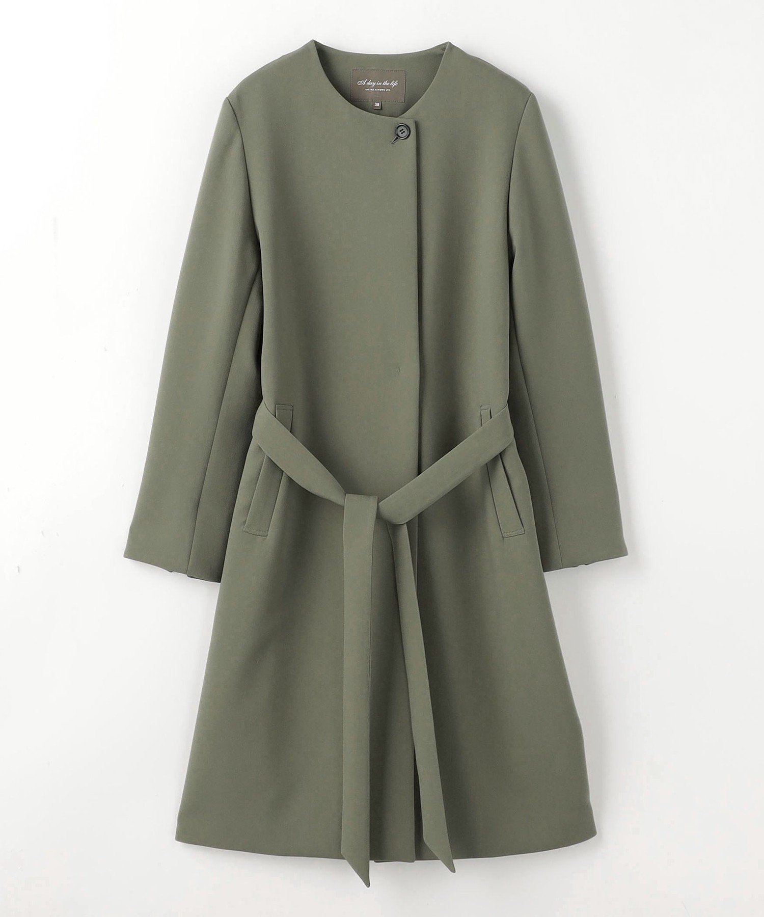 UNITED ARROWS LTD. OUTLET｜ダブルクロス ノーカラー ベルトコート <A