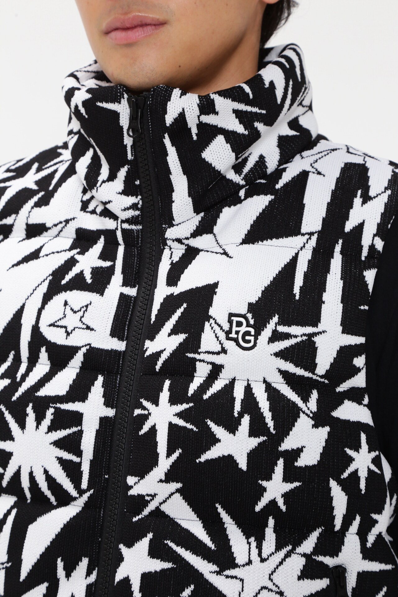 PEARLY GATES｜ECOLILYニットジャガードフルジップダウンベスト <ギザ