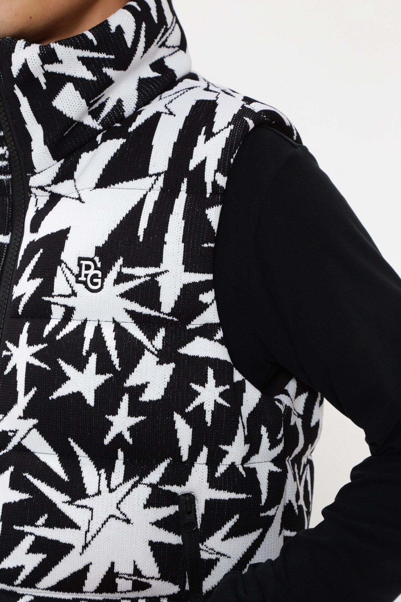 PEARLY GATES｜ECOLILYニットジャガードフルジップダウンベスト <ギザ