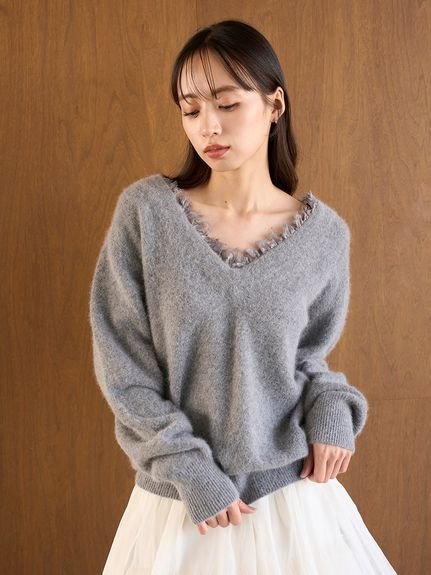 SNIDEL｜フォックス衿レースプルオーバー | Rakuten Fashion(楽天