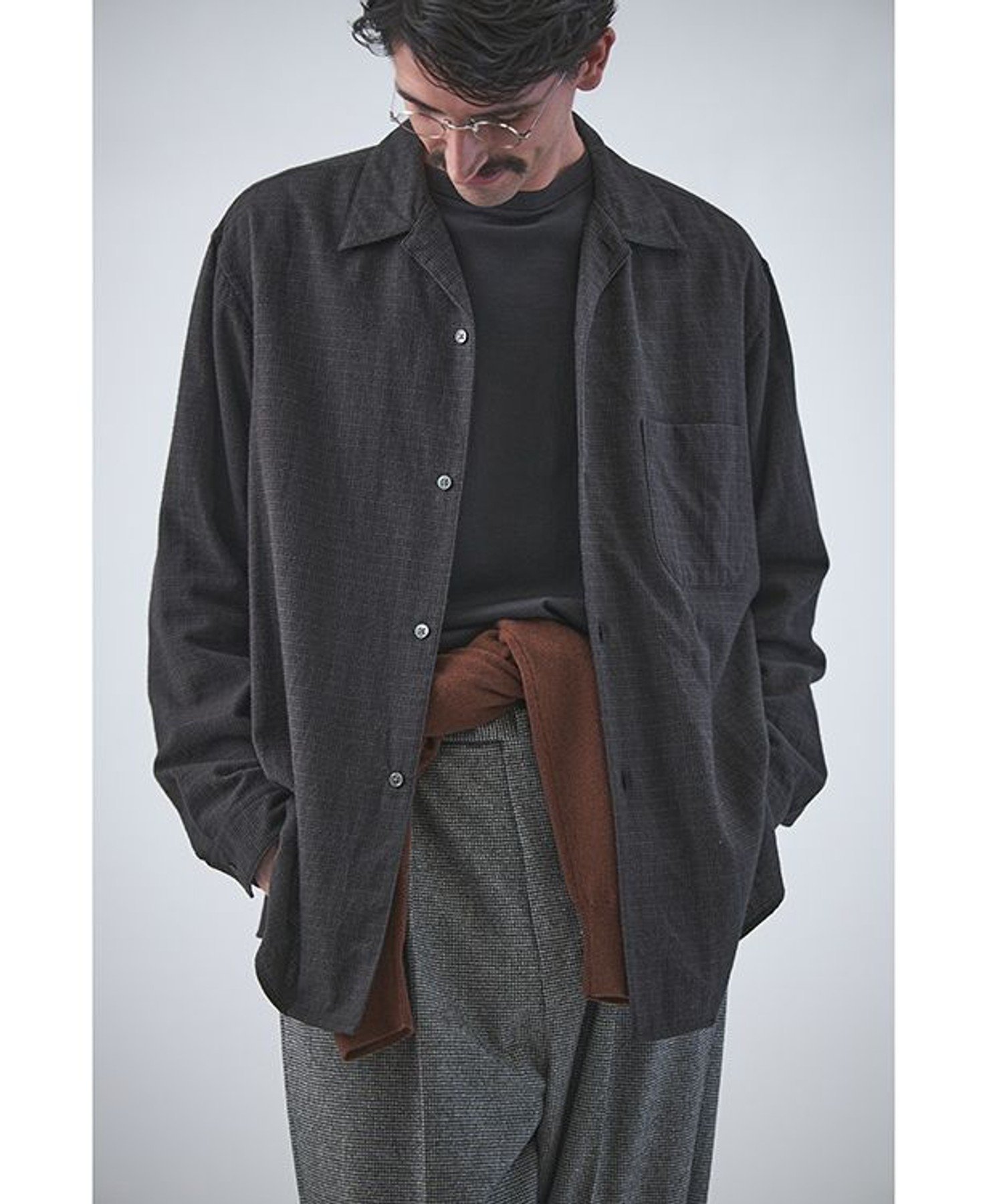 steven alan (e) 厚手 M ウール オープンカラーシャツ ボックス STEVEN ALAN（スティーブンアラン） シャツ ネル マイクロチェック