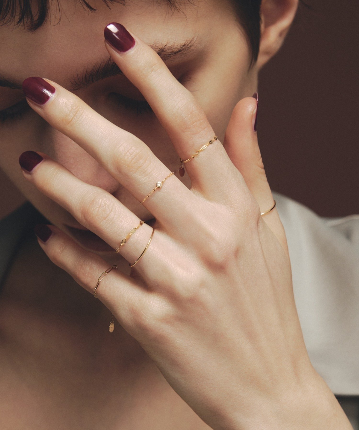 H.O.V｜les bonbon/ adjustable shine ring チェーン リング 10金 重ね