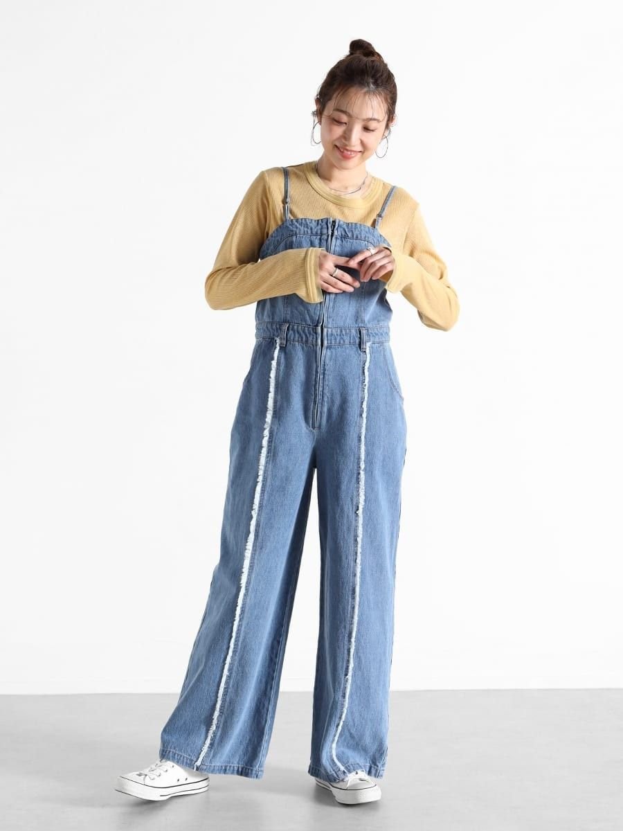 新品タグ付22000円 Vin Vネックデニムオールインワン