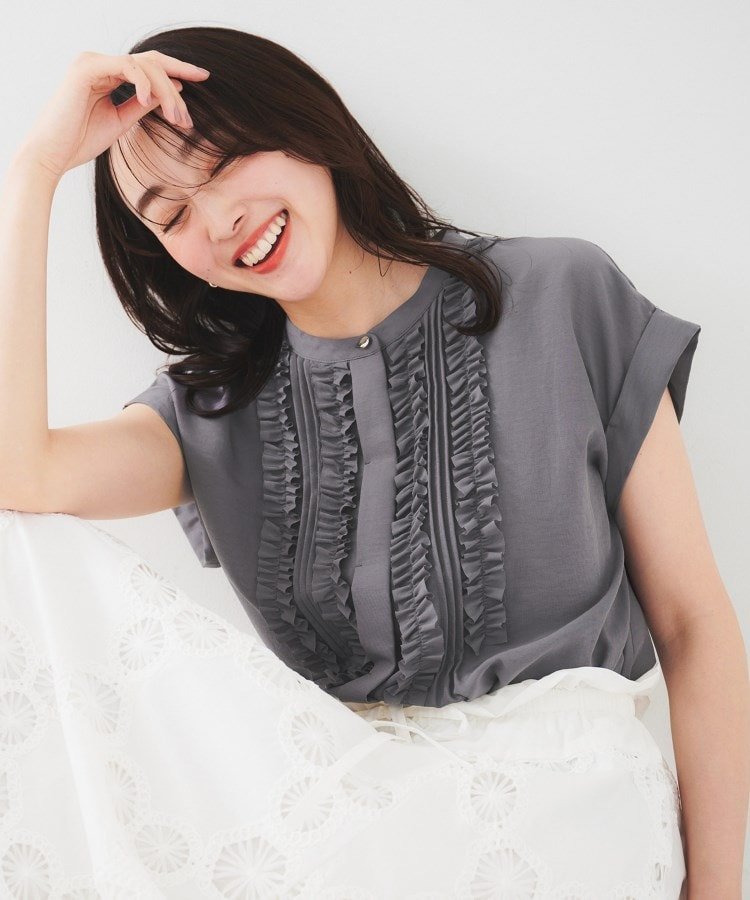 UNTITLED｜【吸水速乾/UVケア】フィブリルフリルブラウス | Rakuten