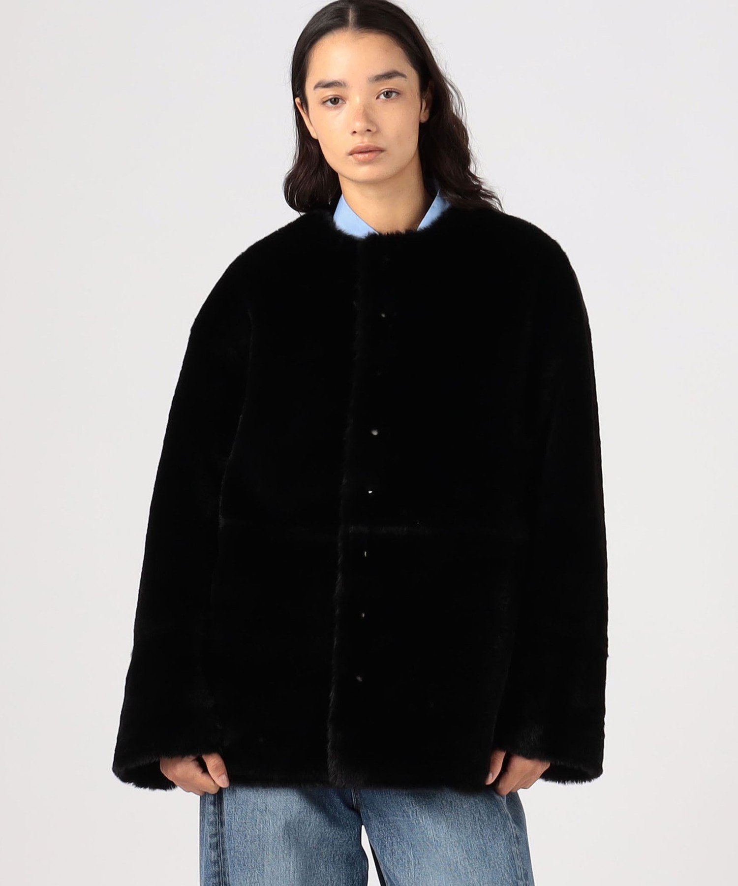 TOMORROWLAND｜フェイクムートン リバーシブルショートコート
