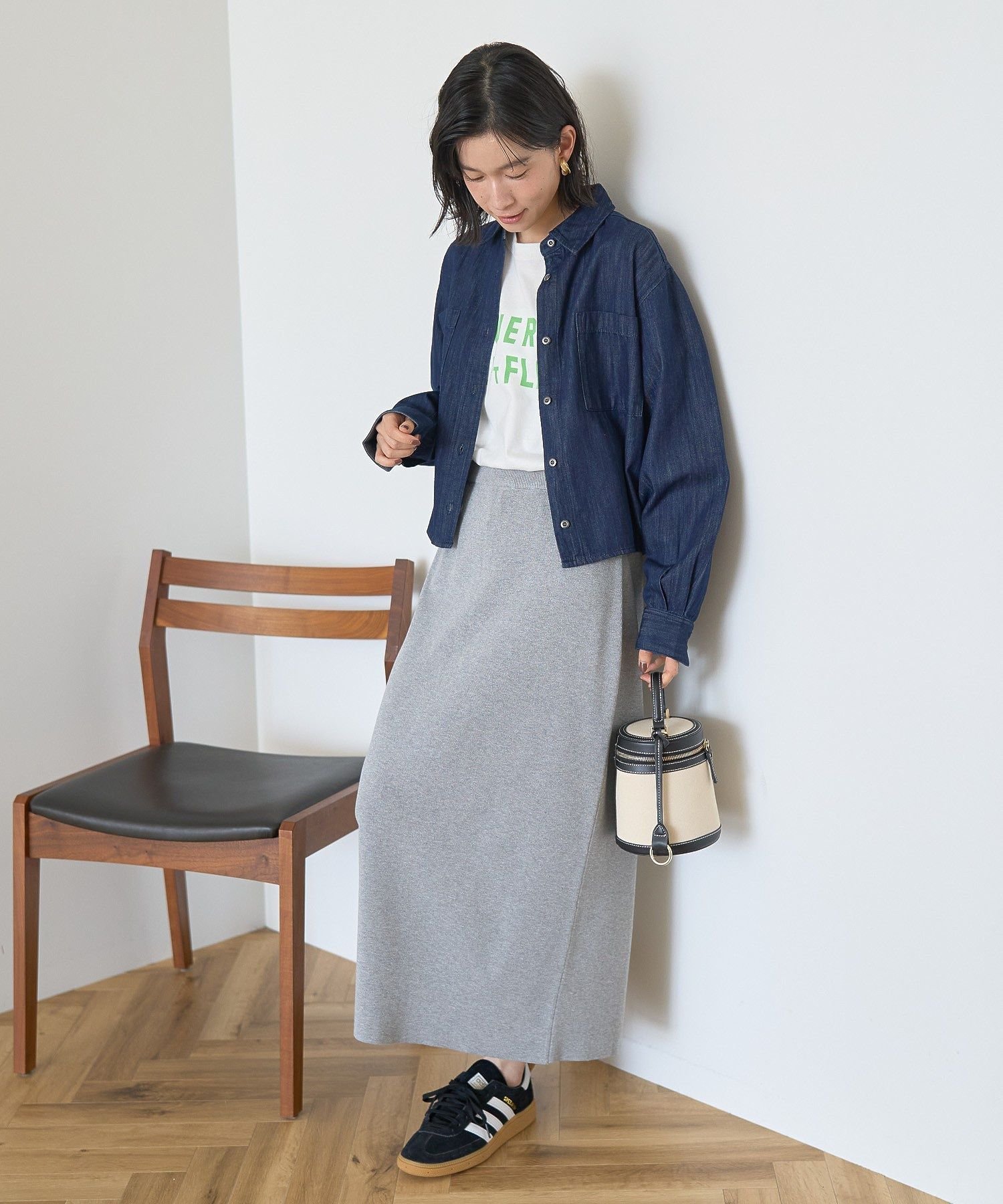 AMERICAN HOLIC｜バイパチ総針ニットタイトスカート<静電気軽減