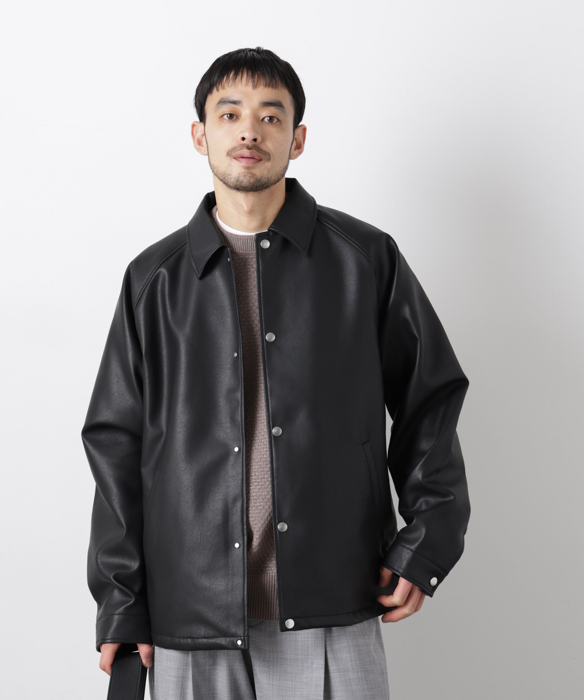 NANO universe｜フェイクレザーリラックスコーチジャケット | Rakuten