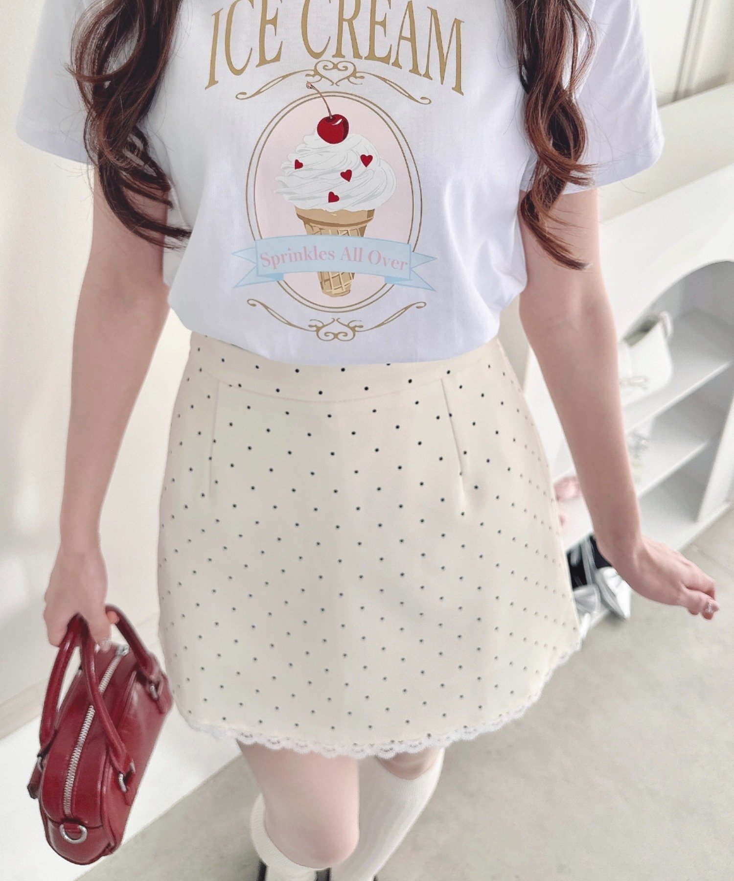 Outfitter lab｜ポルカドットレースミニスカート | Rakuten Fashion