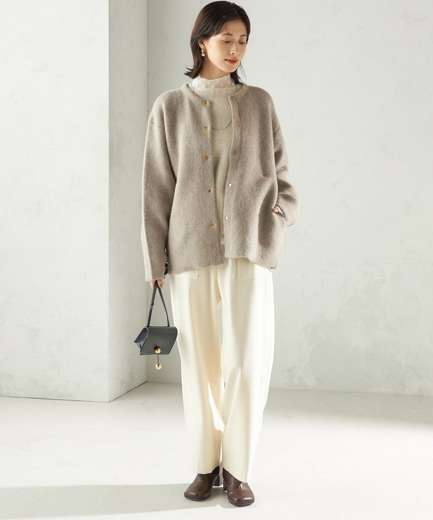 SHIPS｜フォックス ブレンド ノーカラー ニット コート | Rakuten