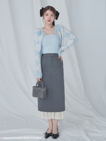 SNIDEL｜プリーツドッキングナロースカート | Rakuten Fashion(楽天