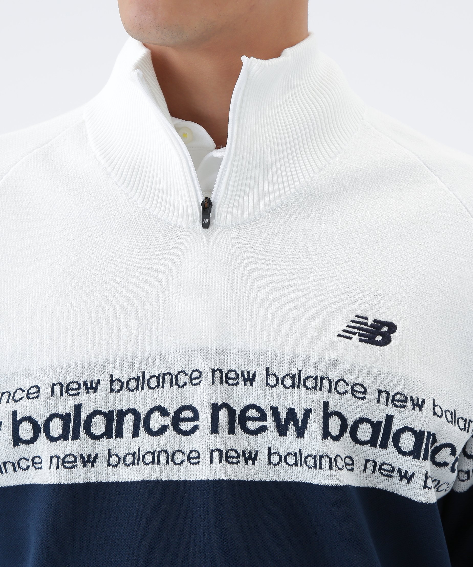 New Balance Golf｜ロゴライン 軽量 ハーフジップ スタンド ニット