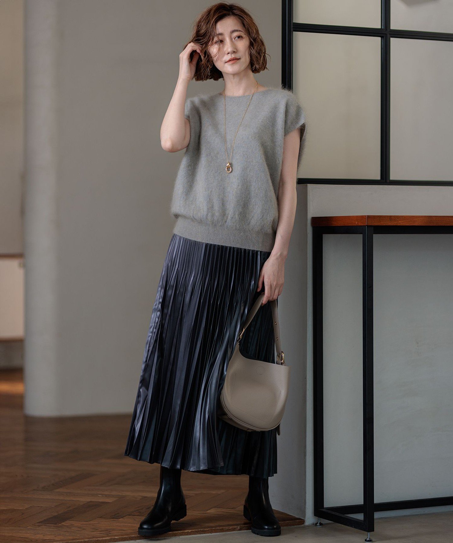 23区｜【洗える】レザーライクプリーツ スカート | Rakuten Fashion