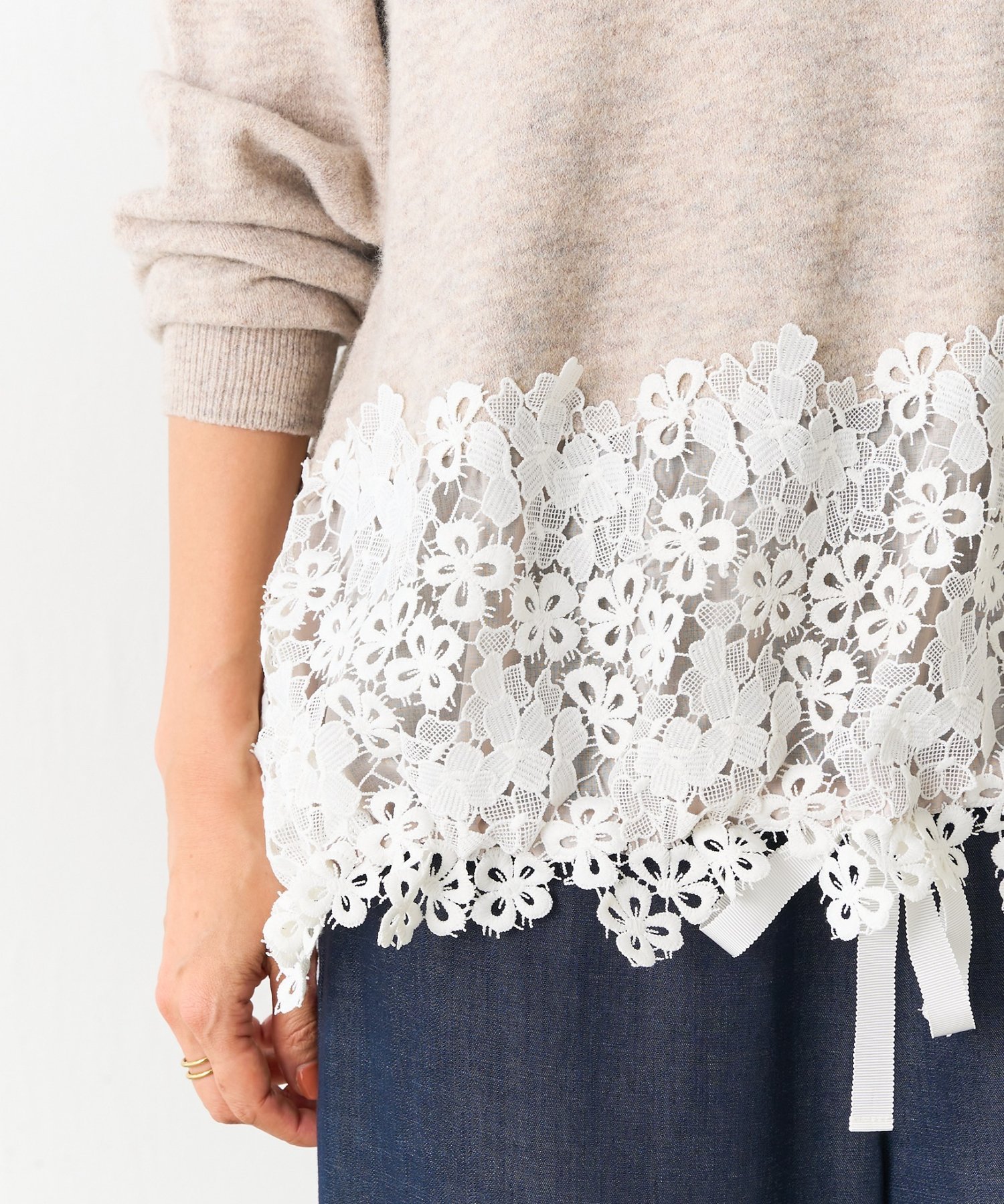 BEARDSLEY｜裾レースニット | Rakuten Fashion(楽天ファッション／旧