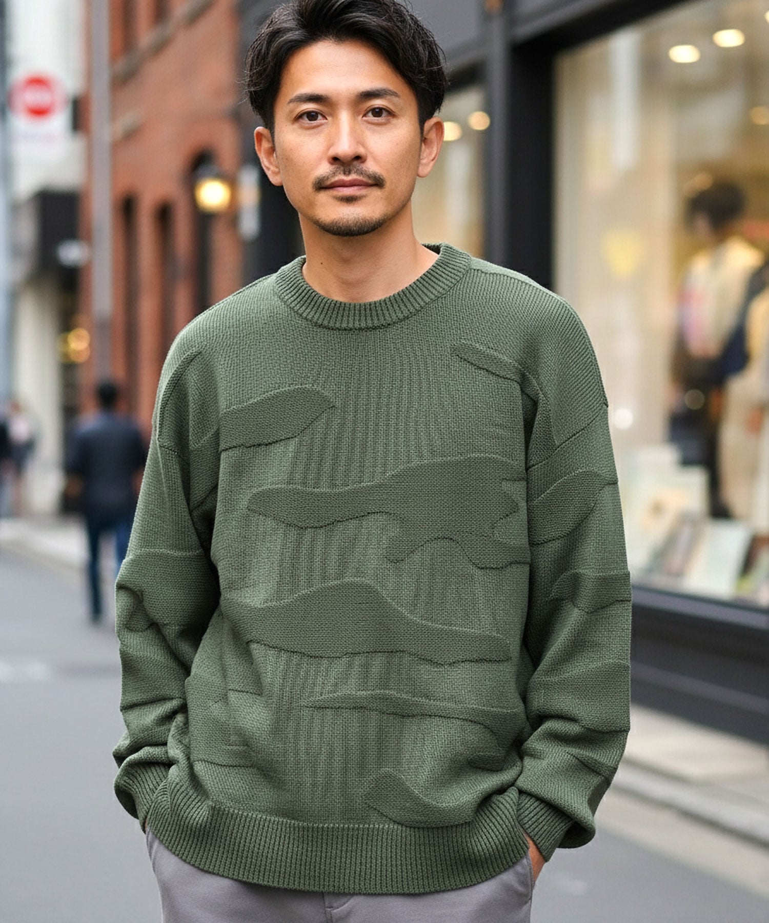 JIGGYS SHOP｜カモフラ柄ジャガードクルーネックウォッシャブル 洗える