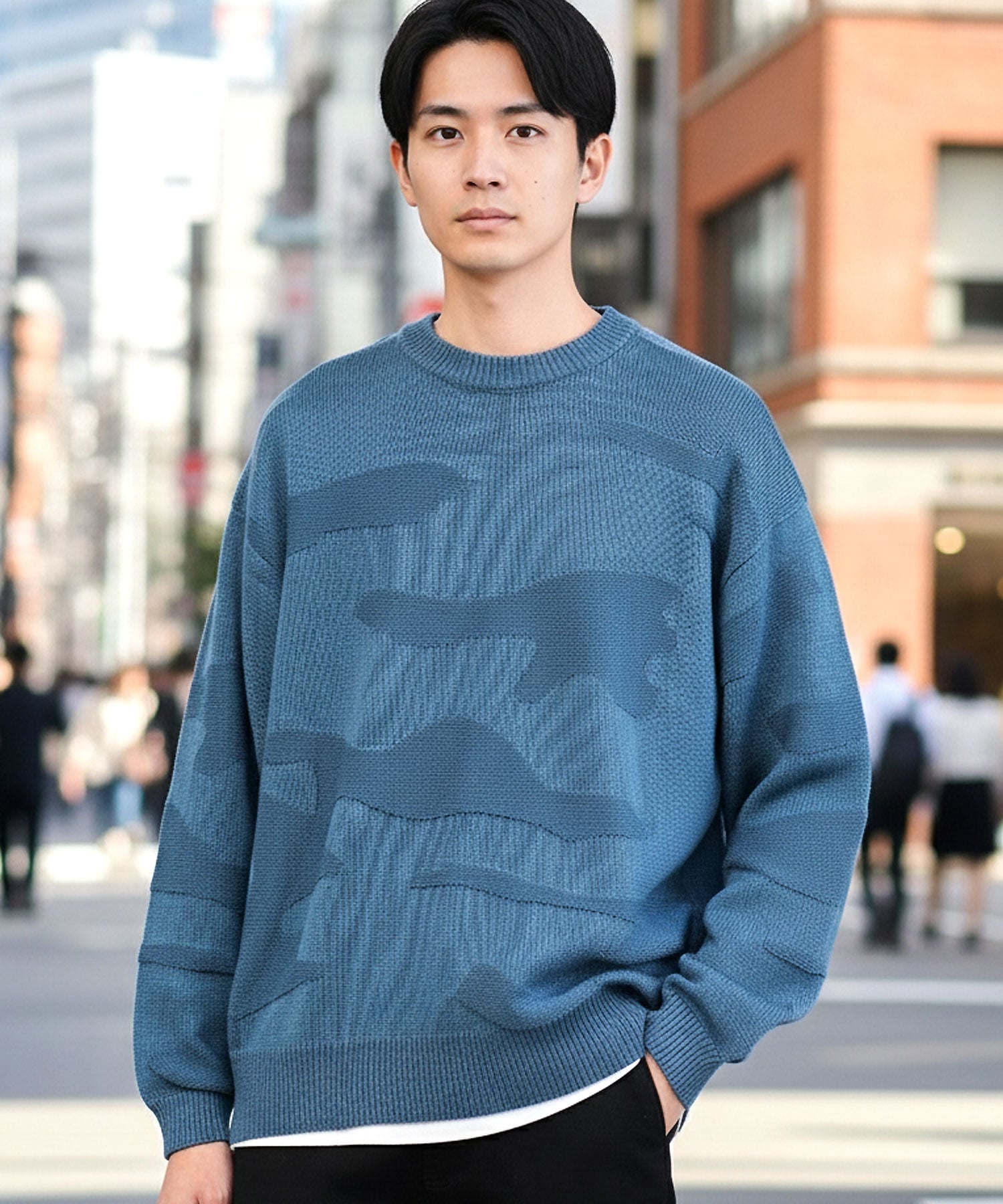 JIGGYS SHOP｜カモフラ柄ジャガードクルーネックウォッシャブル 洗える