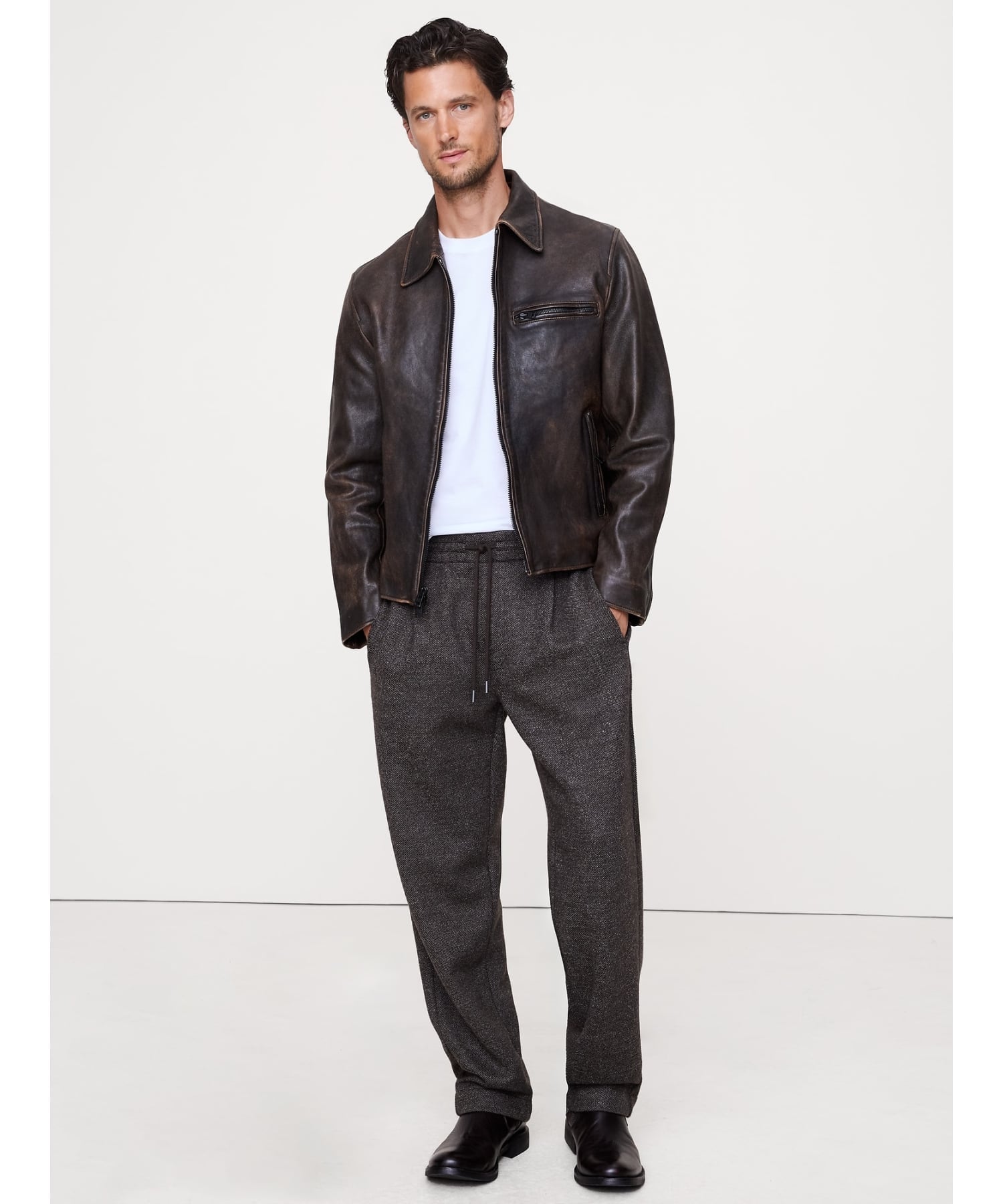 BANANA REPUBLIC｜(M)レザー レーシングジャケット | Rakuten Fashion