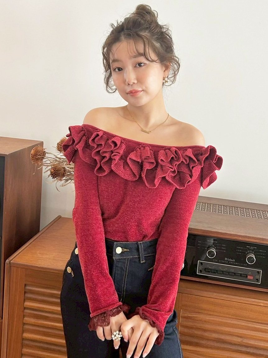 LILY BROWN｜モールフリルニットトップス | Rakuten Fashion(楽天
