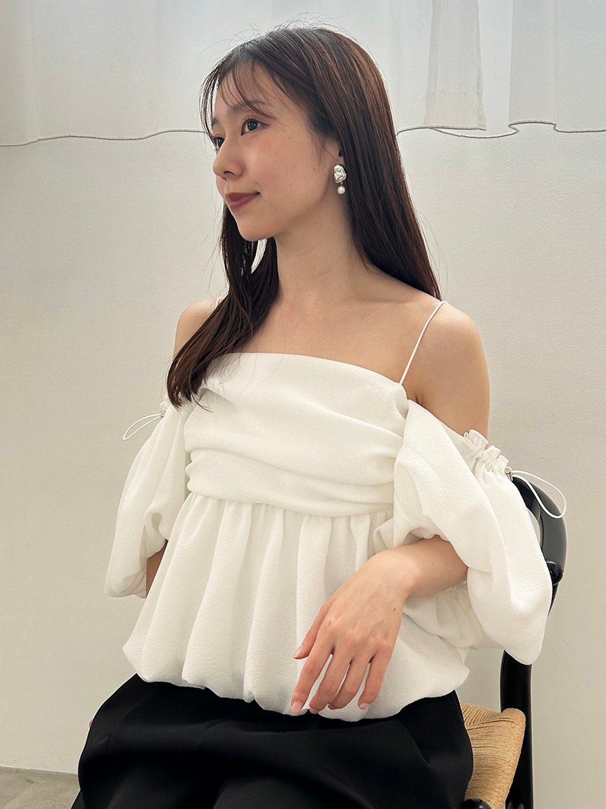 FRAY I.D｜3wayオフショルパフスリーブブラウス/ウォッシャブル