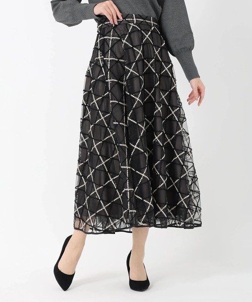 STRAWBERRY-FIELDS｜刺繍チュールフレアースカート | Rakuten Fashion