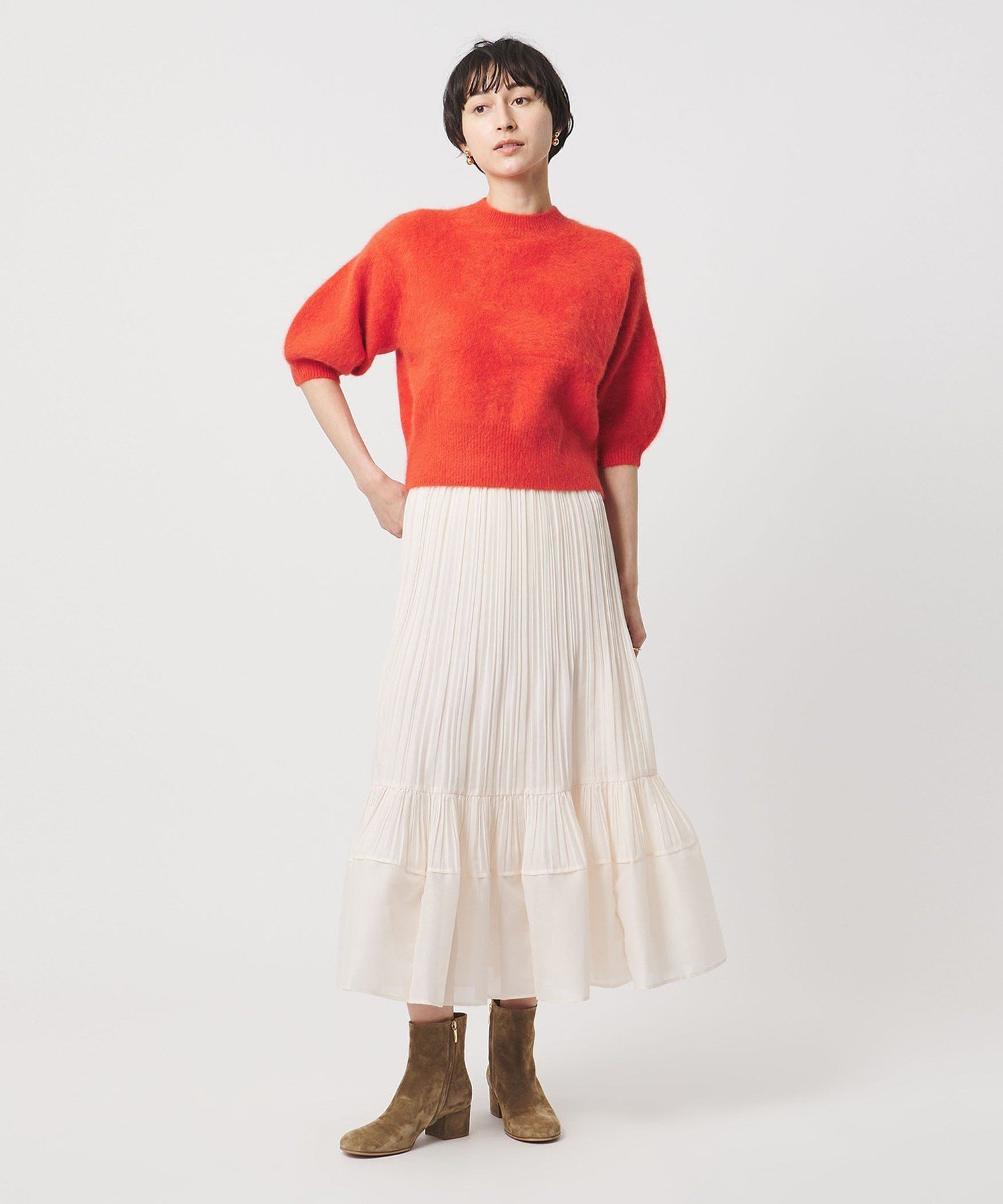 UNITED ARROWS｜フォックスカシミヤ ハーフスリーブ Tニット UYHSP