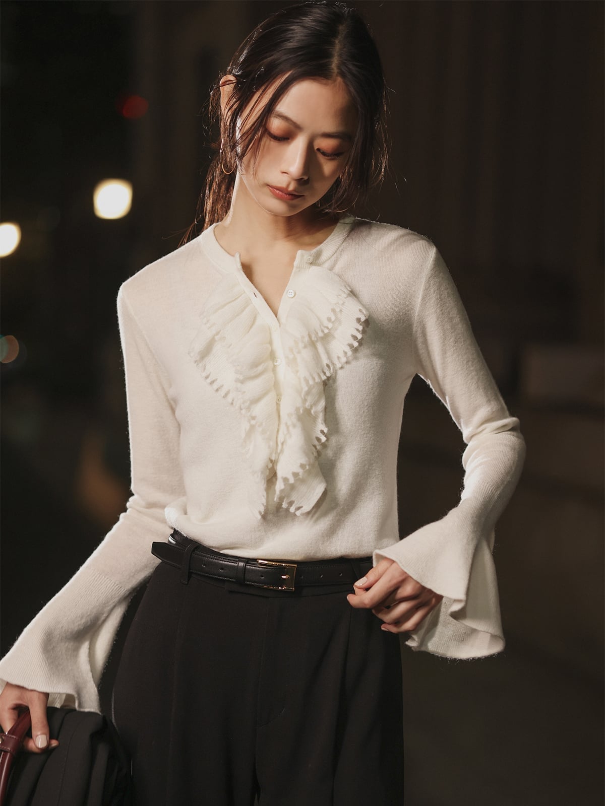 anuans｜カスケードフリルニットトップス | Rakuten Fashion(楽天