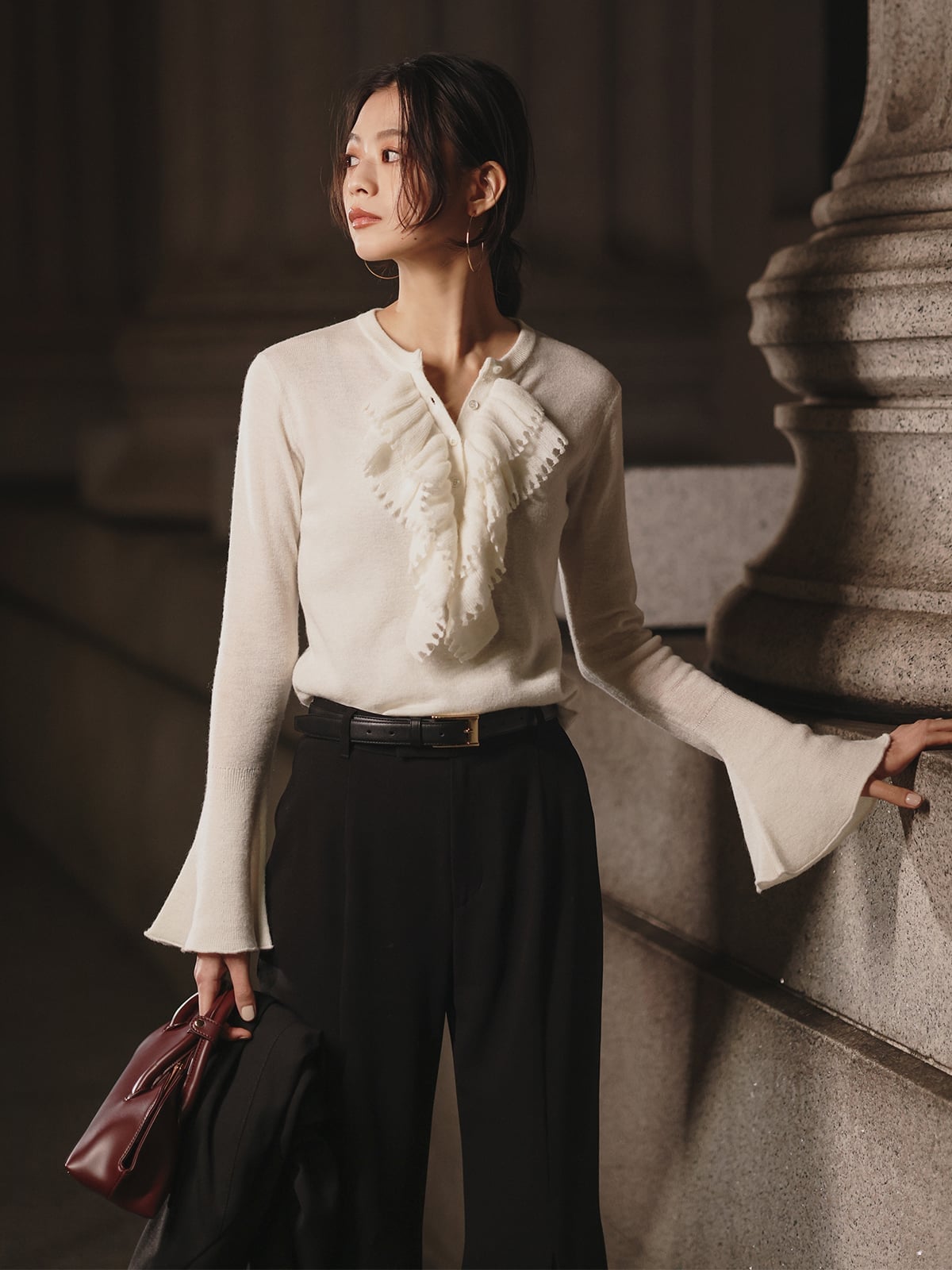 anuans｜カスケードフリルニットトップス | Rakuten Fashion(楽天