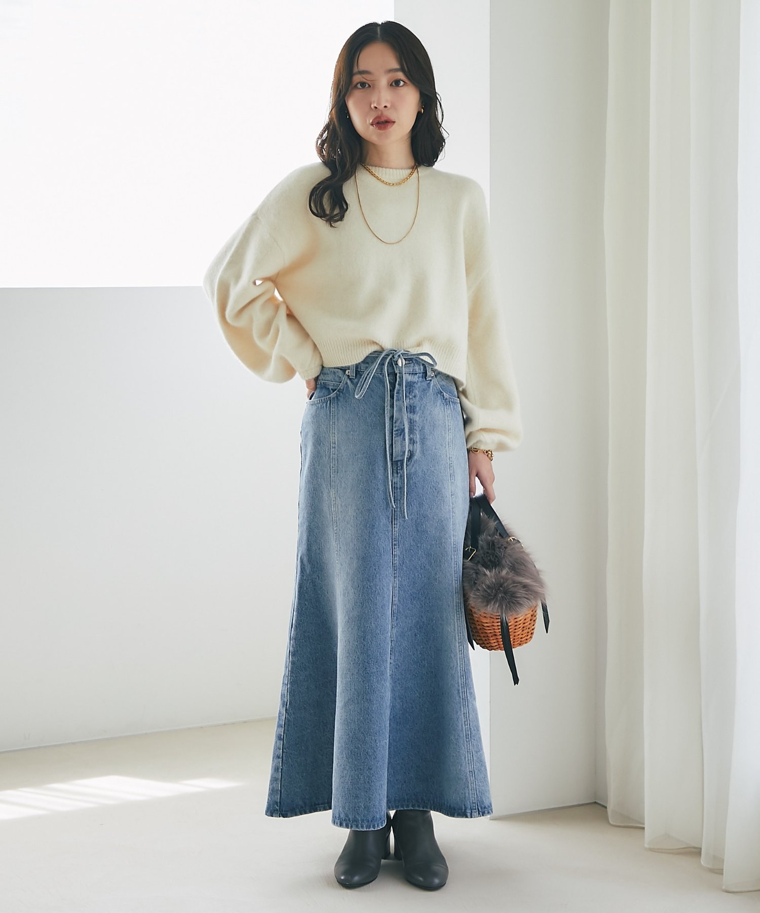 La boutique BonBon｜【今すぐお届け!・美シルエット】リボンデニム