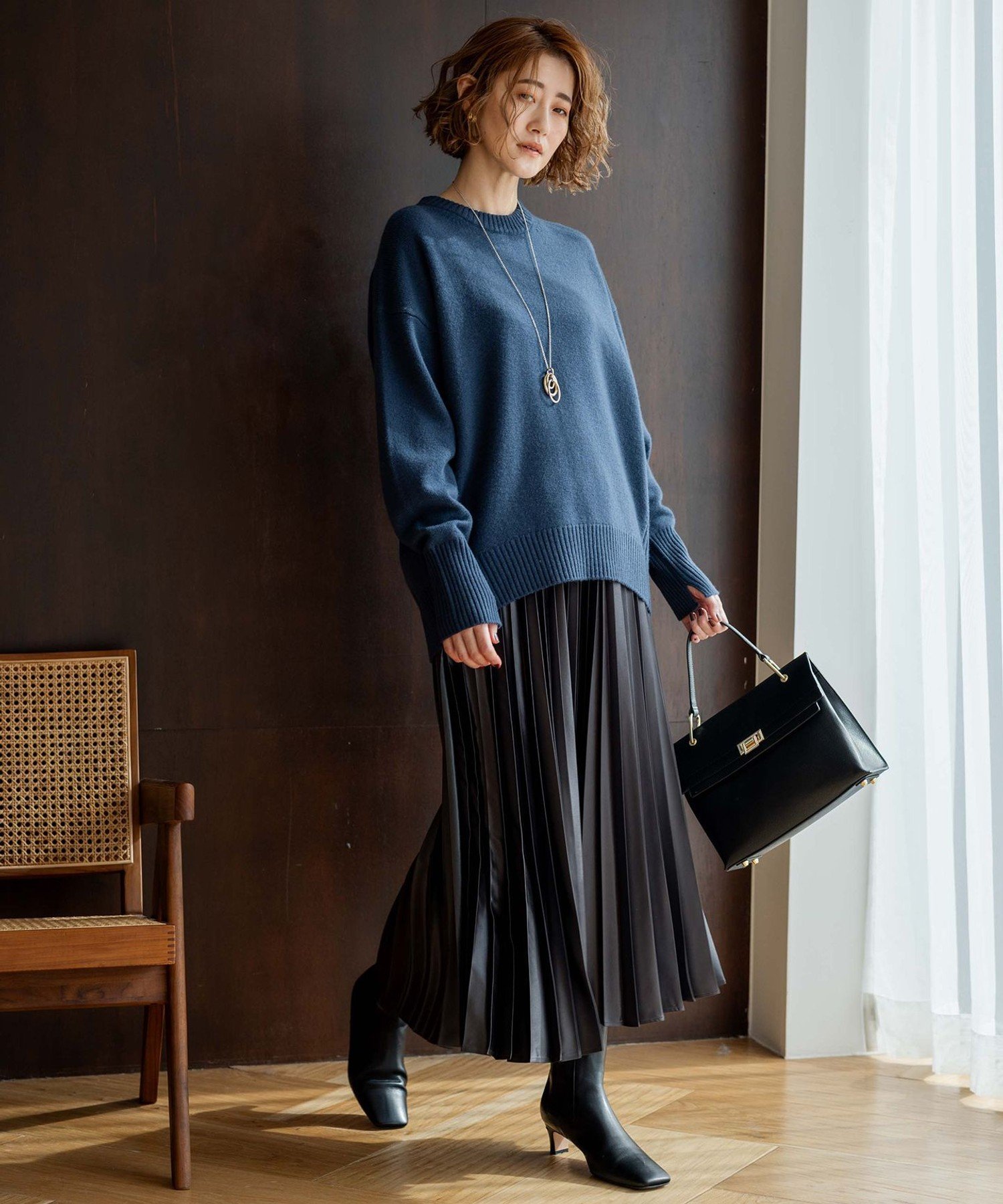 23区｜【洗える】レザーライク プリーツスカート | Rakuten Fashion