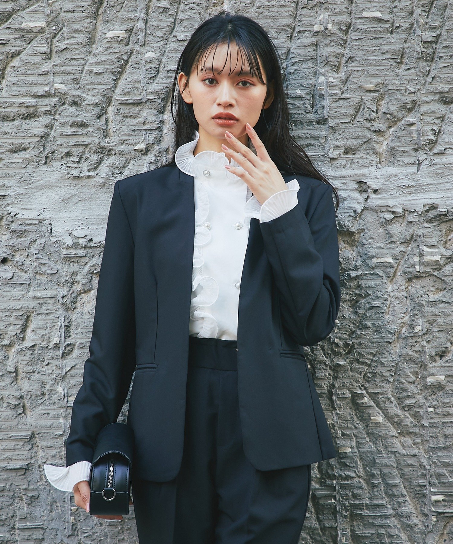 SMILE ORCHID｜ノーカラージャケット&テーパードパンツ2点セット