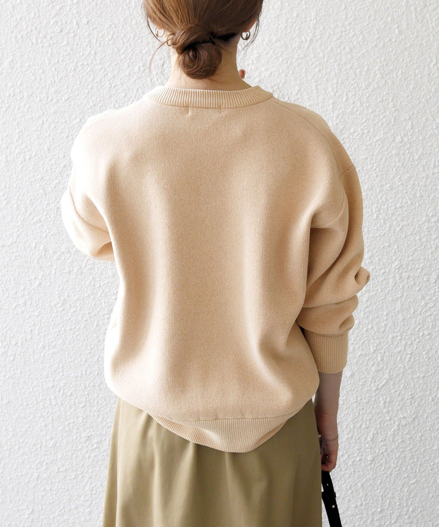 SHIPSany 手洗い可モールヤーン クルーネック ロゴ 千鳥柄 プルオーバー SHIPS any:〈手洗い可能〉モールヤーン クルーネック ロゴ 千鳥柄 プル