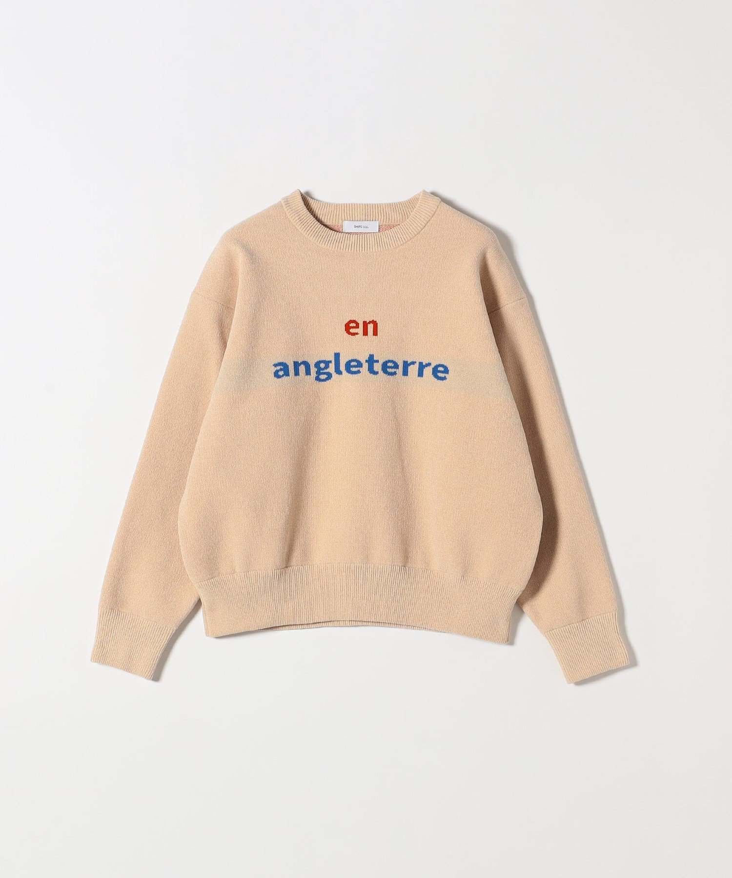 SHIPSany 手洗い可モールヤーン クルーネック ロゴ 千鳥柄 プルオーバー SHIPS any:〈手洗い可能〉モールヤーン クルーネック ロゴ 千鳥柄 プル