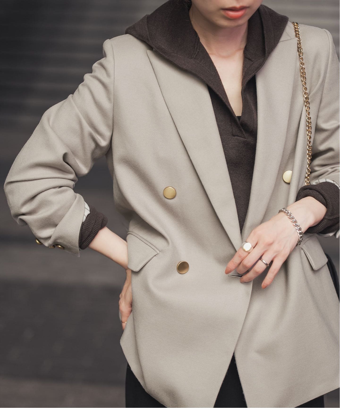 NOBLE｜《追加》《WEB・一部店舗カラー》ウールフラノピークドラペル