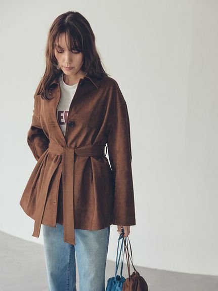 Mila Owen｜ステンカラーリサイクスウェードライクブルゾン | Rakuten