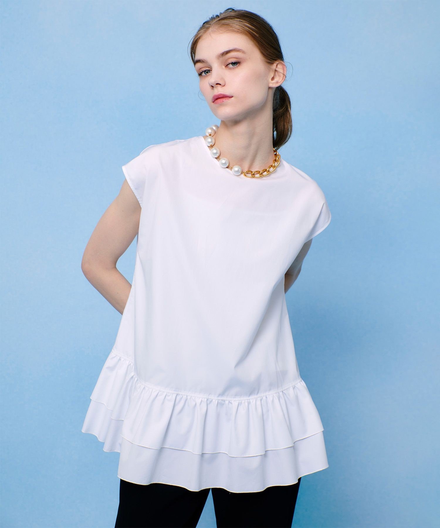 TOMORROWLAND｜マーガレットカットジャカード ウエストギャザー