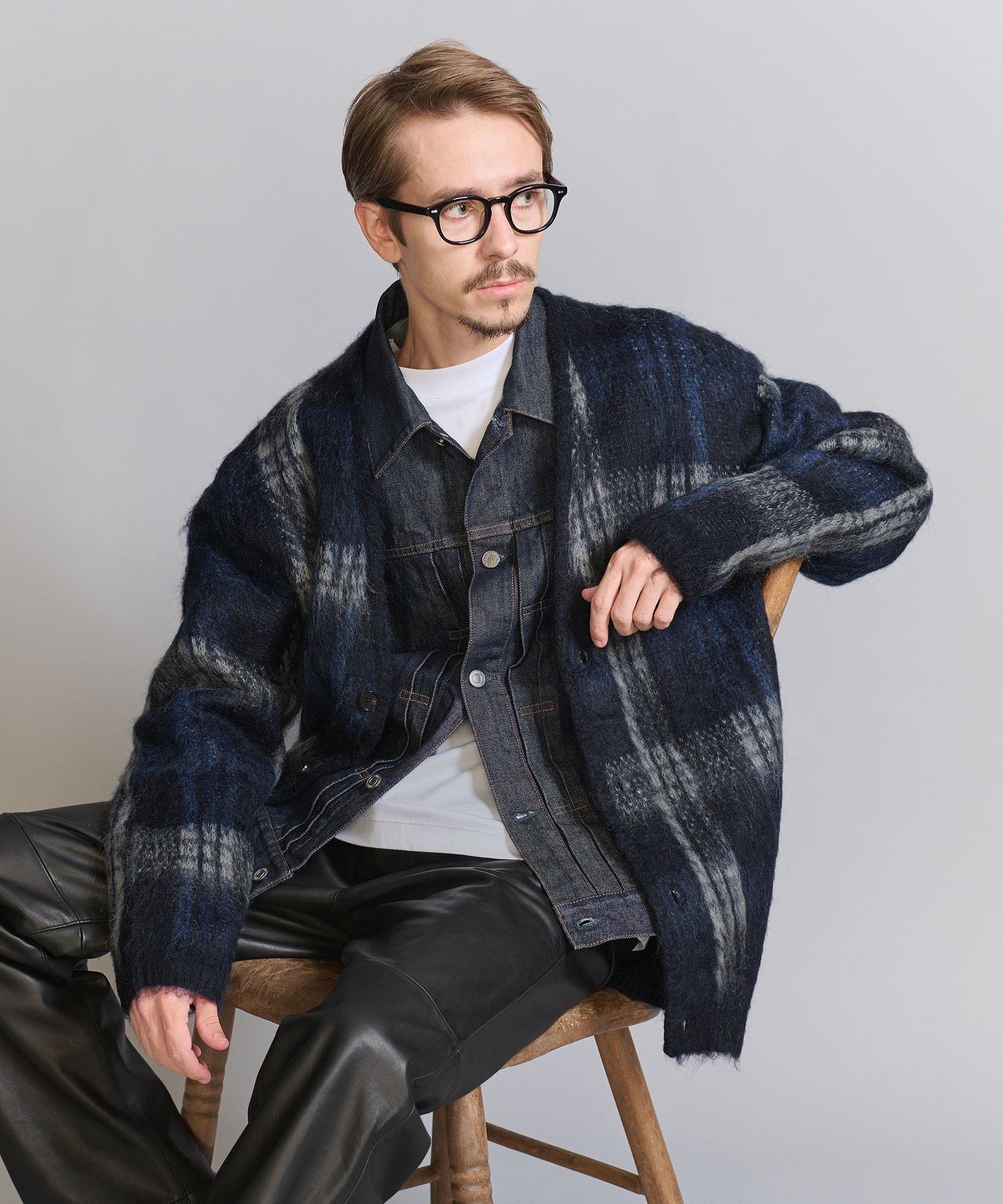 UNITED ARROWS LTD. OUTLET｜シャギー チェック Vネック カーディガン