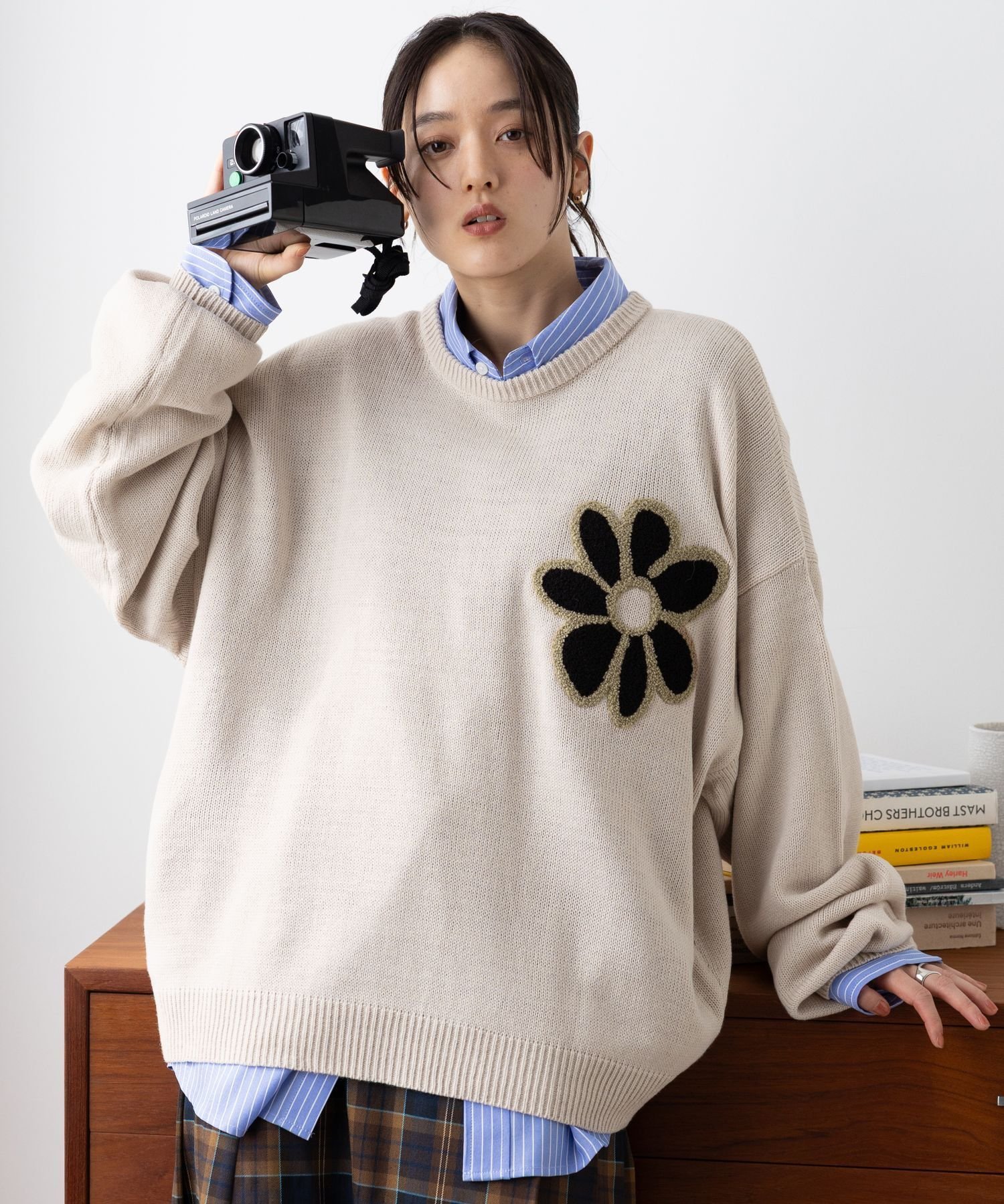 RAGEBLUE｜【UNISEX】ブークレフラワーモチーフルーズニット | Rakuten