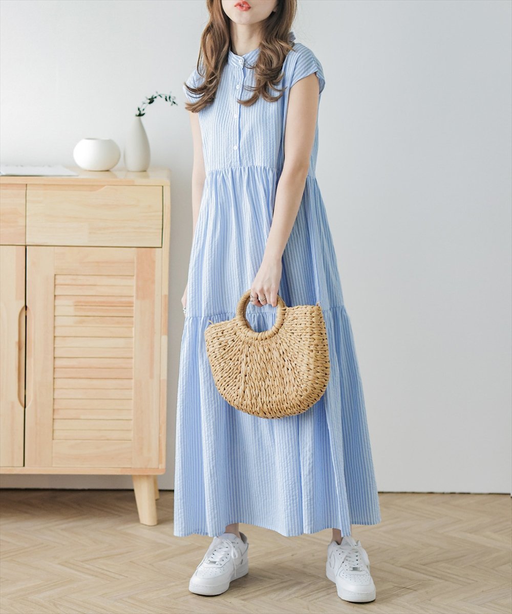 Lajour｜バックリボン ストライプ柄ワンピース | Rakuten Fashion(楽天