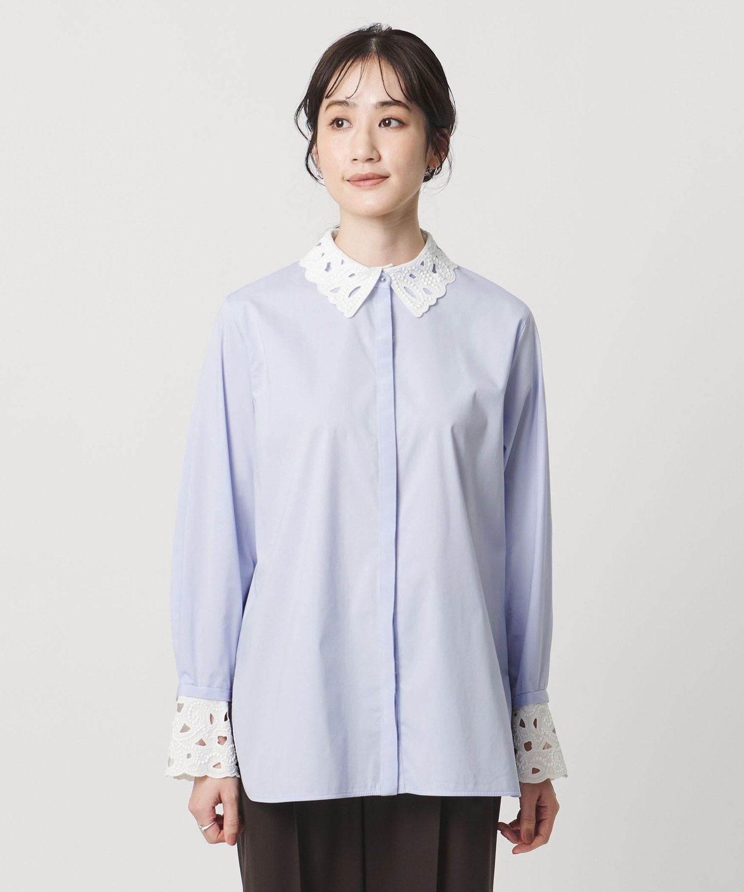 UNITED ARROWS｜エンブロイダリー カラー シャツ -ウォッシャブル