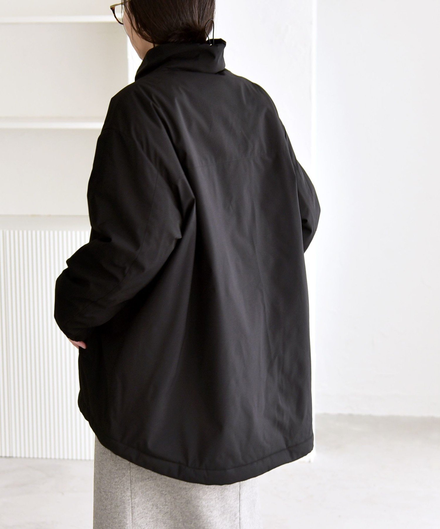 quaranciel 中綿 スタンドカラー ダブル ジップ モンスター コート quaranciel:〈撥水加工〉中綿 スタンドカラー ダブル ジップ