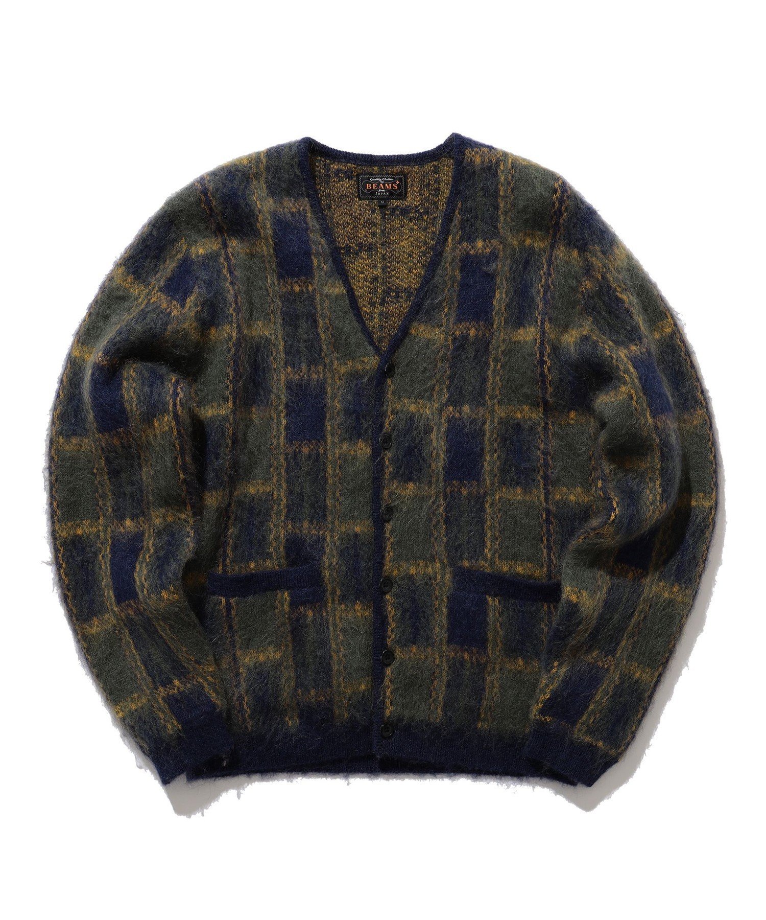 BEAMS OUTLET｜ダブルジャカード チェックパターン カーディガン