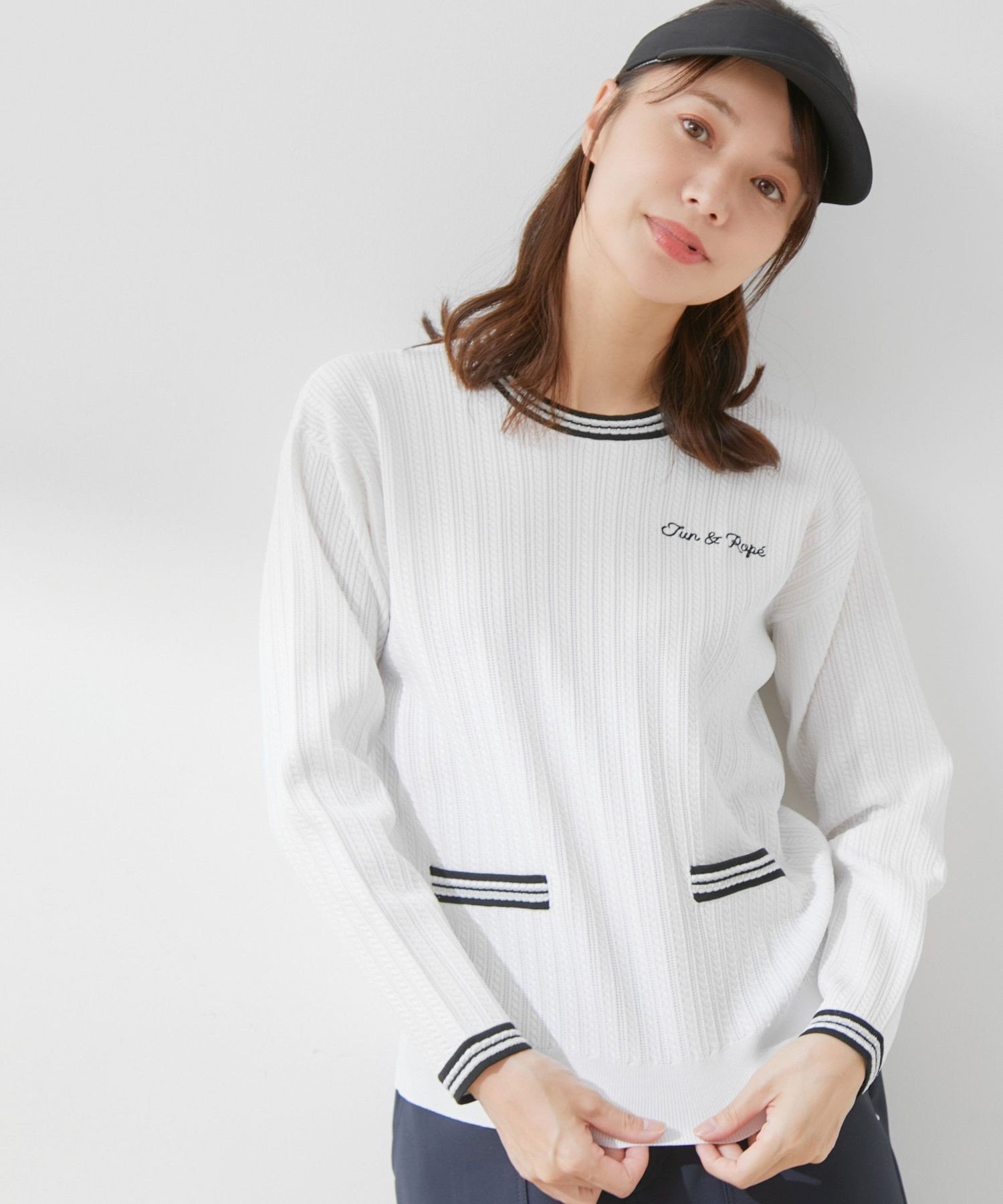 JUN&ROPE'｜ミニケーブル柄プレート使い長袖プルオーバー | Rakuten