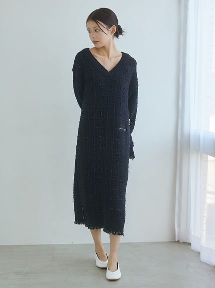 gelato pique｜【JOEL ROBUCHON】ツイードモコVネックワンピース